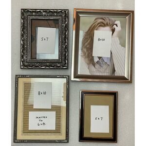 Pictures Frames 8x10 5x7 Lot Of 4 Art Gallery Wall Silver Tone